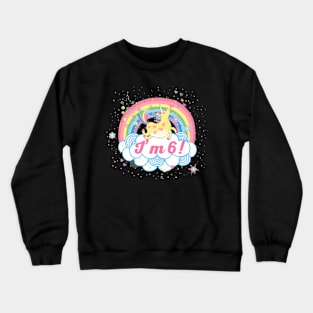 6Th Birthday Cute Girls Rainbow Unicorn Party Crewneck Sweatshirt